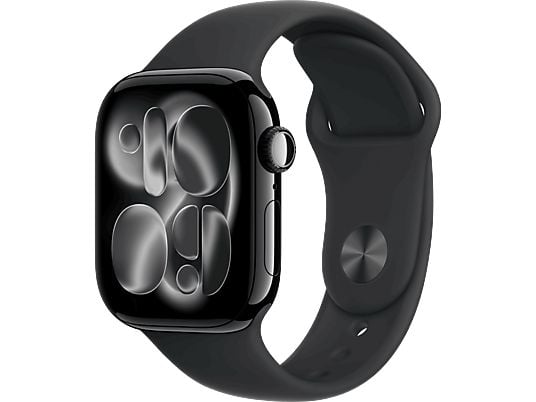 Apple Watch Series 11 (2025), GPS, 42 mm, Caja de aluminio Negro Azabache, Correa deportiva Negra, S/M, Calidad del sueño, 24h Autonomía