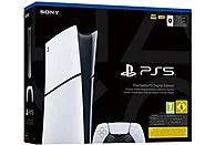 Consola - Sony PS5 Slim Digital Edition, 1 TB SSD, 4K, 2 mandos, Chasis D, Blanco