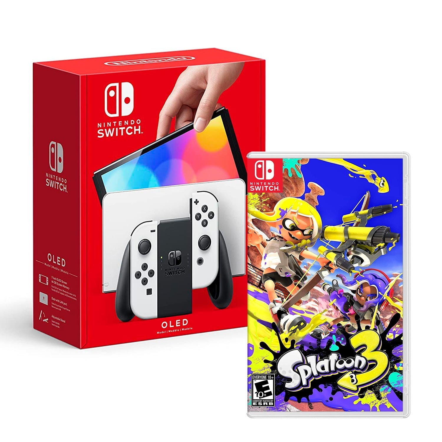 Consola Nintendo Switch - NINTENDO OLED (Splatoon 3 Edition), 64 GB, Blanco