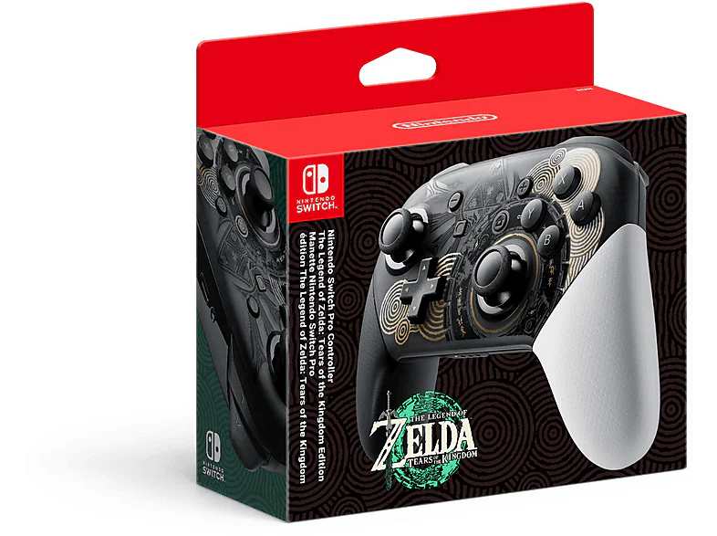 Mando - Pro Controller Ed. Esp. Zelda Tears Of The Kingdom NINTENDO, Nintendo Switch, Inalámbrica, Blanco, Negro y Dorado
