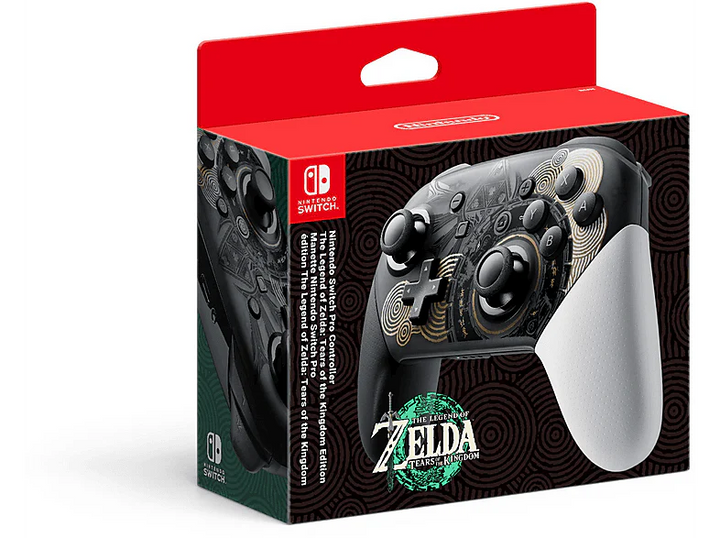 Mando - Pro Controller Ed. Esp. Zelda Tears Of The Kingdom NINTENDO, Nintendo Switch, Inalámbrica, Blanco, Negro y Dorado